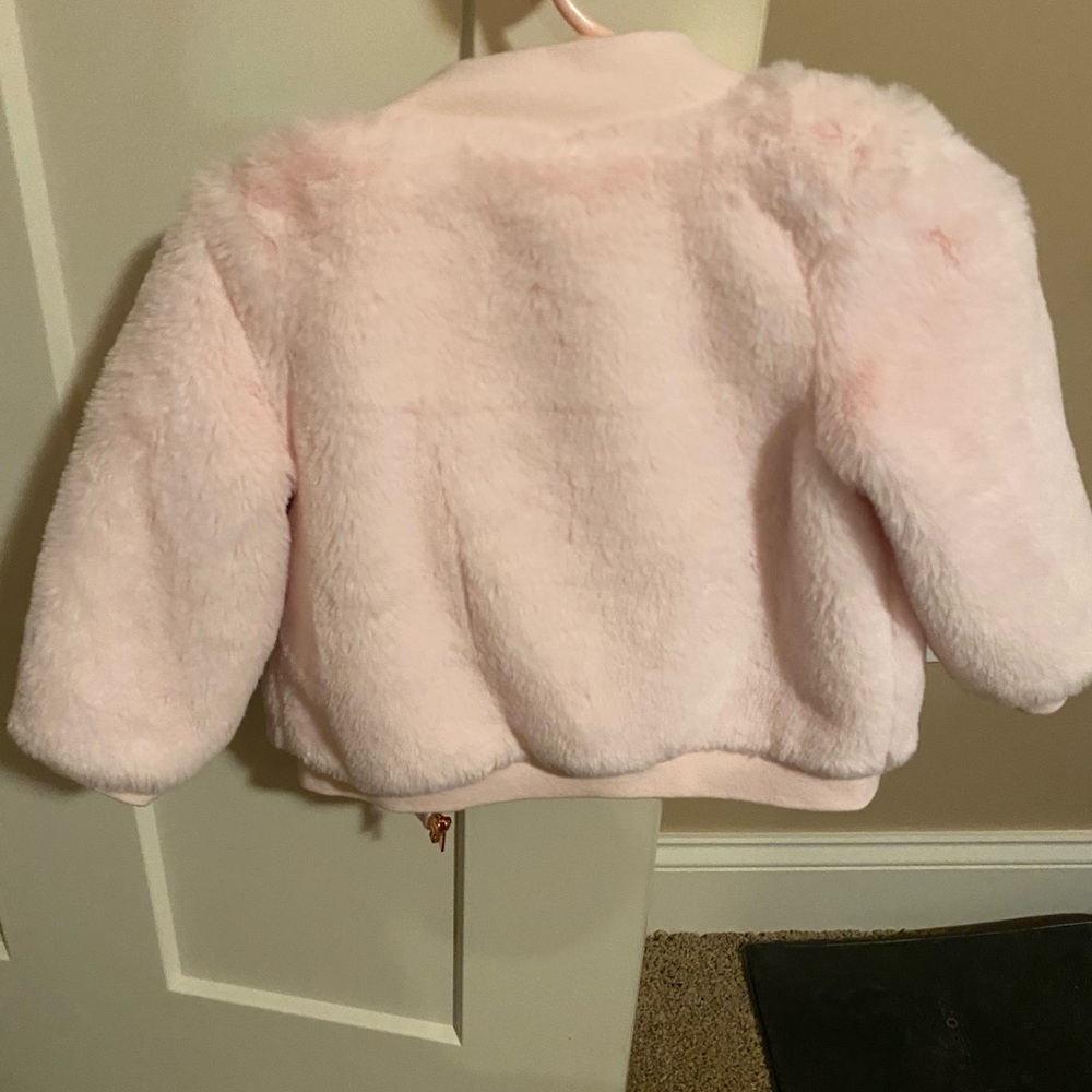 Cat and Jack toddler girl pink fuzzy jacket - Picture 2 of 3
